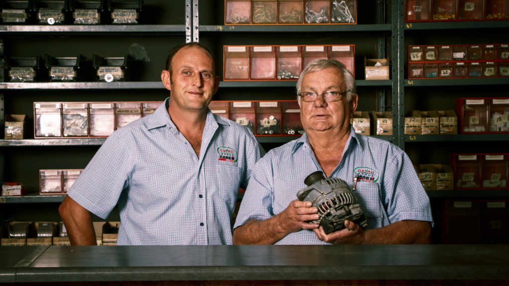 Cairo Parts' retail area, showing two employees.